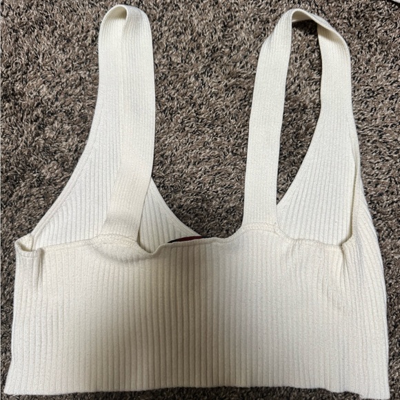 Cream Ribbed Knit Tank Top - Picture 2 of 2